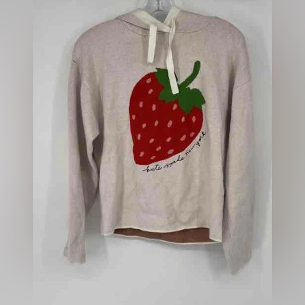 kate spade Cream Hooded Sweater with Red Strawberry Graphic. Fits like a S.